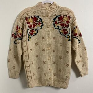 J. Christopher Knit Cardigan Sweater Button Down Women's Size L Biege High Neck